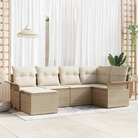 Ensemble de canapé de jardin 6 pcs Beige polyrotin 565631565631