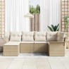 Ensemble de canapé de jardin 6 pcs Beige polyrotin 565631565631