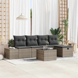Ensemble de canapé de jardin avec coussin 6 pcs Gris polyrotin 565632565632