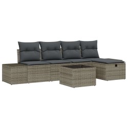 Ensemble de canapé de jardin avec coussin 6 pcs Gris polyrotin 565632565632