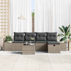 Ensemble de canapé de jardin avec coussin 6 pcs Gris polyrotin 565632565632