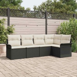 Ensemble de canapé de jardin avec stockage 5 pcs Noir polyrotin 565633565633