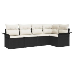Ensemble de canapé de jardin avec stockage 5 pcs Noir polyrotin 565633565633