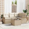 Ensemble de canapé de jardin 5 pcs Beige polyrotin 565635565635