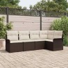 Ensemble de canapé de jardin 5 pcs Marron polyrotin 565638565638