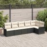 Ensemble de canapé de jardin avec coussin 6 pcs Noir Poly rotin 565641565641