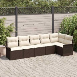Ensemble de canapé de jardin 6 pcs Marron Poly rotin 565642565642