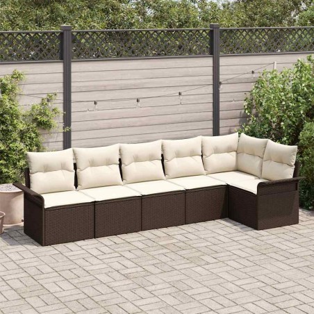 Ensemble de canapé de jardin 6 pcs Marron Poly rotin 565642565642
