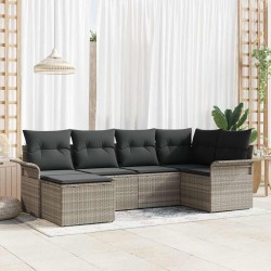 Ensemble de canapé de jardin 6 pcs Gris clair polyrotin 565643565643
