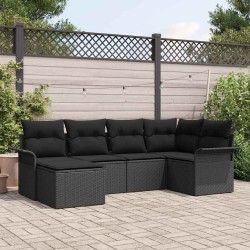 Ensemble de canapé de jardin avec stockage 6 pcs Noir polyrotin 565644565644