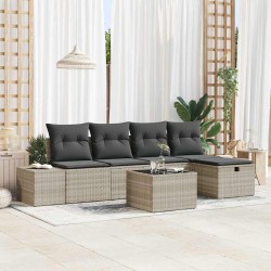 Ensemble de canapé de jardin 6 pcs Gris clair polyrotin 565646565646