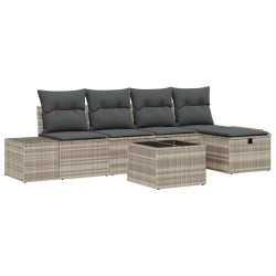 Ensemble de canapé de jardin 6 pcs Gris clair polyrotin 565646565646