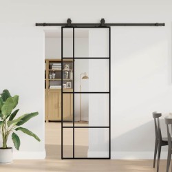 Porte coulissante kit de quincaillerie noir 76x205 cm verre ESG 565650565650