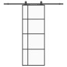 Porte coulissante kit de quincaillerie noir 76x205 cm verre ESG 565650565650
