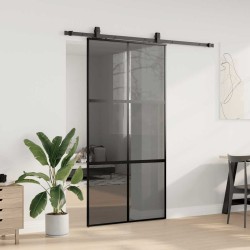 Porte coulissante avec kit de quincaillerie noir 102,5x205 cm 565652565652