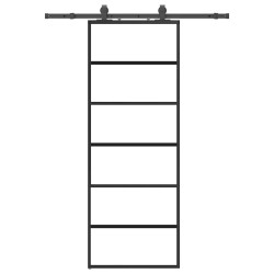 Porte coulissante kit de quincaillerie noir 76x205 cm verre ESG 565653565653