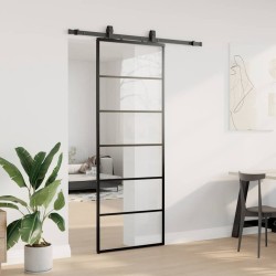Porte coulissante kit de quincaillerie noir 76x205 cm verre ESG 565653565653