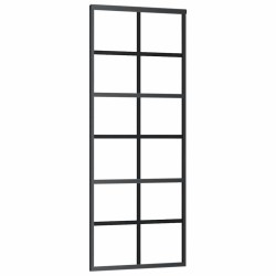 Porte coulissante kit de quincaillerie noir 76x205 cm verre ESG 565655565655