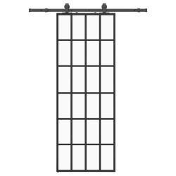 Porte coulissante kit de quincaillerie noir 76x205 cm verre ESG 565656565656