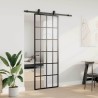Porte coulissante kit de quincaillerie noir 76x205 cm verre ESG 565656565656