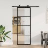 Porte coulissante kit de quincaillerie noir 76x205 cm verre ESG 565659565659