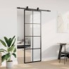 Porte coulissante kit de quincaillerie noir 76x205 cm verre ESG 565659565659