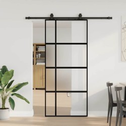 Porte coulissante avec kit de quincaillerie noir 90x205 cm 565662565662