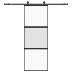 Porte coulissante kit quincaillerie noir 76x205 cm verre trempé 565663565663