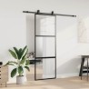 Porte coulissante kit quincaillerie noir 76x205 cm verre trempé 565663565663