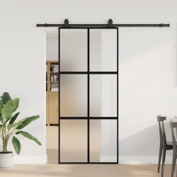 Porte coulissante avec kit de quincaillerie noir 90x205 cm 565665565665