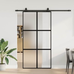 Porte coulissante avec kit de quincaillerie noir 102,5x205 cm 565666565666