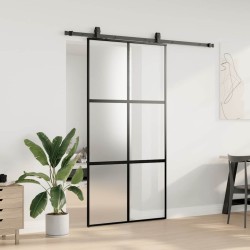 Porte coulissante avec kit de quincaillerie noir 102,5x205 cm 565666565666