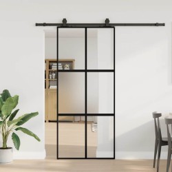 Porte coulissante avec kit de quincaillerie noir 90x205 cm 565667565667