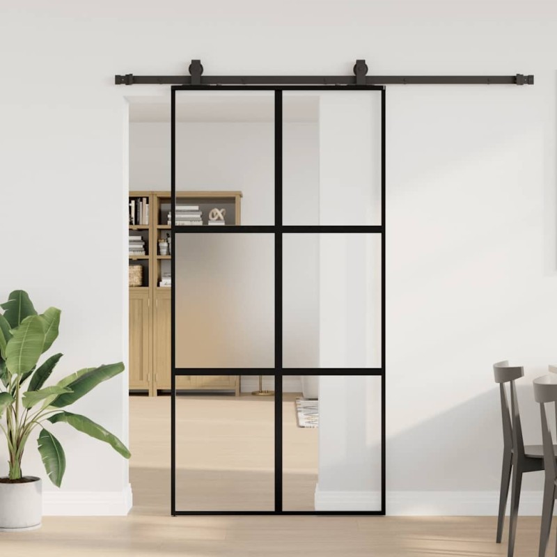 Porte coulissante avec kit de quincaillerie noir 102,5x205 cm 565668565668