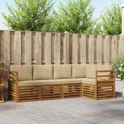 Ensemble de canapé d'angle avec coussin 5 pcs Naturel et Beige 565682565682