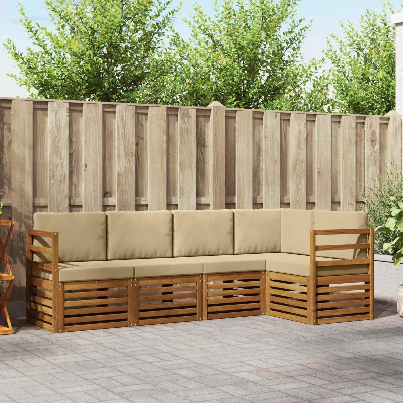 Ensemble de canapé d'angle avec coussin 5 pcs Naturel et Beige 565682565682