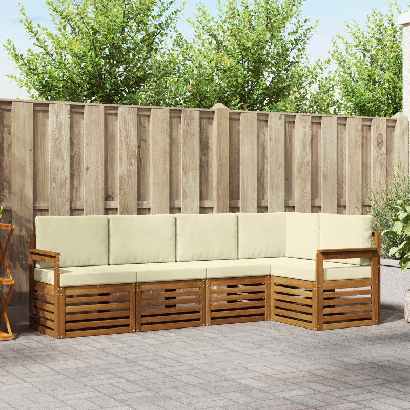 Ensemble de canapé d'angle avec coussin 5 pcs Naturel et Crème 565684565684
