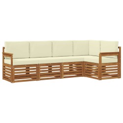 Ensemble de canapé d'angle avec coussin 5 pcs Naturel et Crème 565684565684