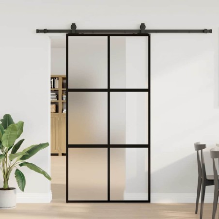 Porte coulissante avec kit de quincaillerie noir 102,5x205 cm 565688565688