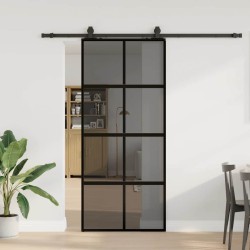 Porte coulissante avec kit de quincaillerie noir 90x205 cm 565690565690