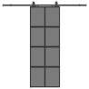 Porte coulissante kit quincaillerie noir 76x205 cm verre trempé 565693565693