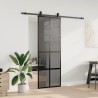 Porte coulissante kit quincaillerie noir 76x205 cm verre trempé 565693565693