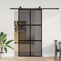 Porte coulissante avec kit de quincaillerie noir 102,5x205 cm 565697565697