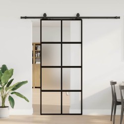 Porte coulissante avec kit de quincaillerie noir 90x205 cm 565699565699