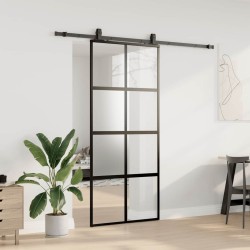 Porte coulissante avec kit de quincaillerie noir 90x205 cm 565699565699