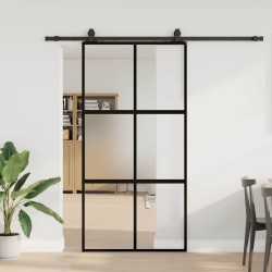 Porte coulissante avec kit de quincaillerie noir 102,5x205 cm 565700565700