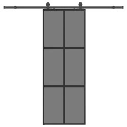 Porte coulissante kit quincaillerie noir 76x205 cm verre trempé 565701565701