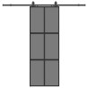 Porte coulissante kit quincaillerie noir 76x205 cm verre trempé 565701565701