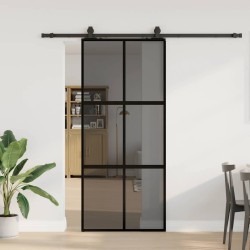 Porte coulissante avec kit de quincaillerie noir 90x205 cm 565702565702