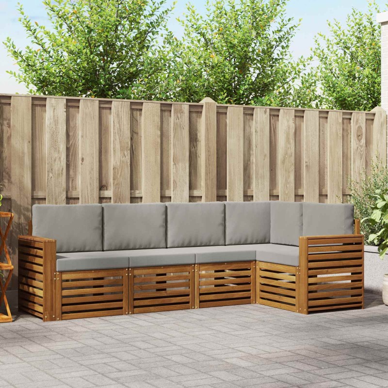 Ensemble de canapé d'angle 5 pcs Gris Naturel et Clair 565706565706